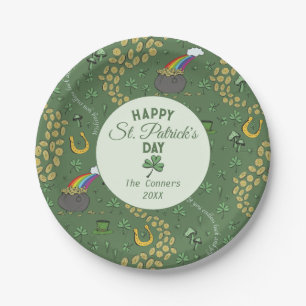 Luck & Joy Coins & Green Kleeblatts St Patricks Da Pappteller