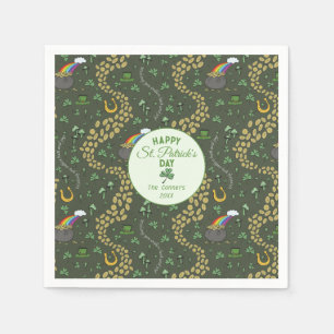 Luck & Joy Coins & Green Kleeblatts St Patricks Da Serviette