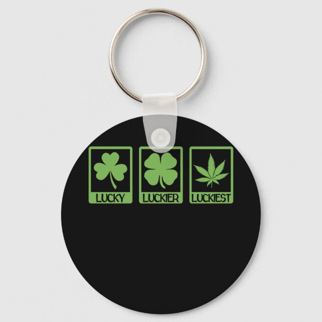 Luckier Luckiest ST PATRICKS DAY Weed Canabis Schlüsselanhänger (Vorderseite)