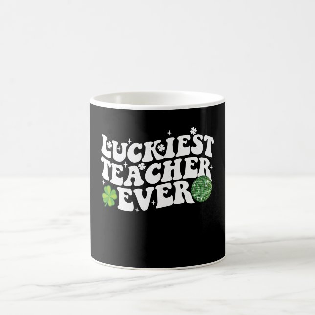 Luckiest Teacher je Disco Kleeblatt Kaffeetasse (Mittel)