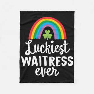 Luckiest Waitress Ever St Patrick Day Shamrocks  Fleecedecke