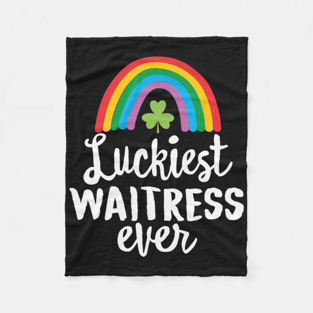 Luckiest Waitress Ever St Patrick Day Shamrocks  Fleecedecke (Vorderseite)