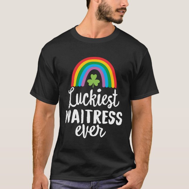 Luckiest Waitress Ever St Patrick Day Shamrocks  T-Shirt (Vorderseite)