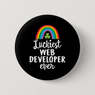Luckiest Web Developer Ever St Patrick Day Shamroc Button