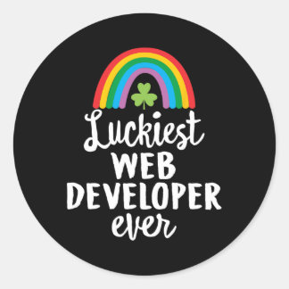 Luckiest Web Developer Ever St Patrick Day Shamroc Runder Aufkleber