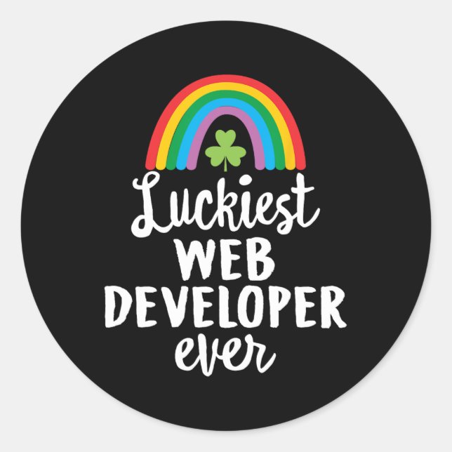 Luckiest Web Developer Ever St Patrick Day Shamroc Runder Aufkleber (Vorderseite)