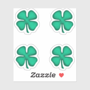 Lucky 4 Leaf Irish Clover 4 petits autocollants de