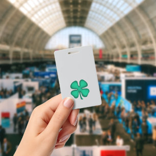 Lucky 4 Leaf Irish Clover badge gris vertical