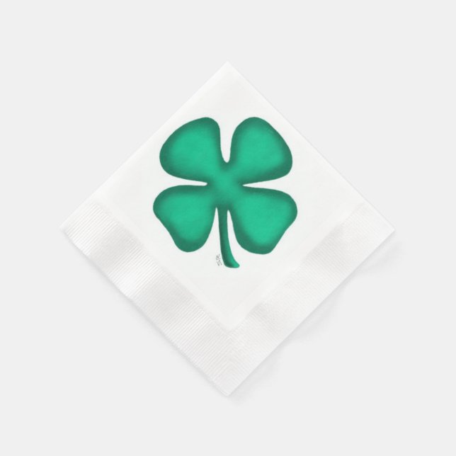 Lucky 4 Leaf Irish Clover Cocktail Serviette (Ecke)