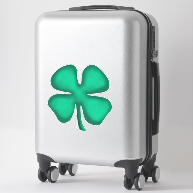 Lucky 4 Leaf Irish Clover extra lg contour sticker (Sur valise)