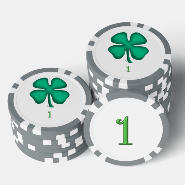 Lucky 4 Leaf Irish Clover Grau 1 Streifen Poker Ch Pokerchips (Stapel)