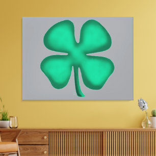 Lucky 4 Leaf Irish Clover grau Leinwand drucken
