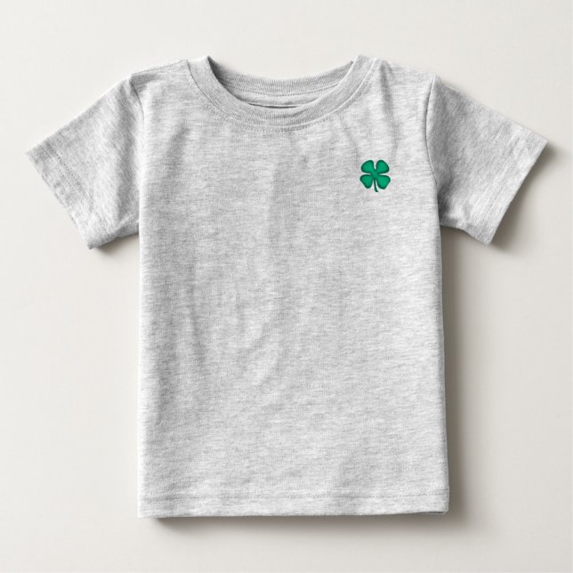 Lucky 4 Leaf Irish Clover grauer Baby T - Shirt (Vorderseite)