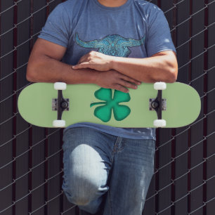 Lucky 4 Leaf Irish Clover green skateboard