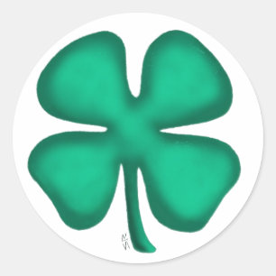 Lucky 4 Leaf Irish Clover gros autocollants ronds