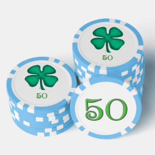 Lucky 4 Leaf Irish Clover lbl 50 Streifen Poker Ch Pokerchips