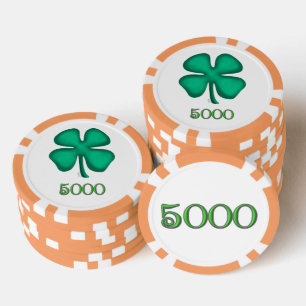 Lucky 4 Leaf Irish Clover org 5 K Strip Poker Chip