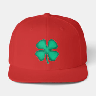 Lucky 4 Leaf Irish Clover red 6 panel snapback cap Truckerkappe