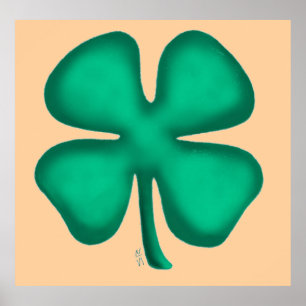 Lucky 4 Leaf Irish Clover tan mattes Poster