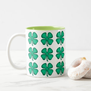 Lucky 4 Leaf Irish Clover tasse à deux tons