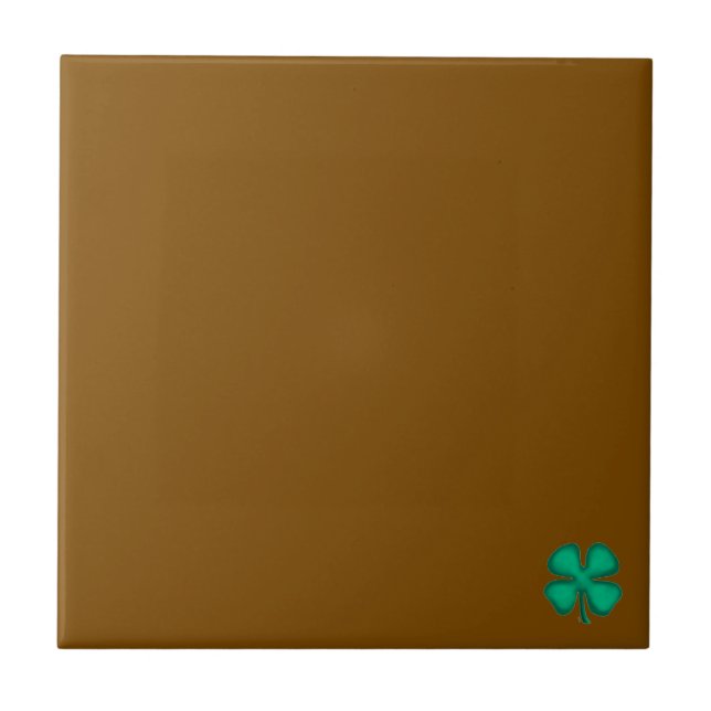 Lucky 4 Leaf Irish Clover tiny brown small tile Fliese (Vorderseite)