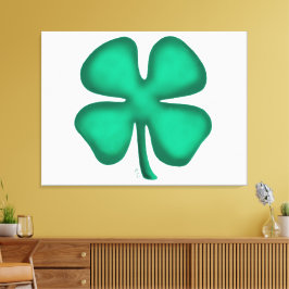 Lucky 4 Leaf Irish Clover weiße Leinwand drucken