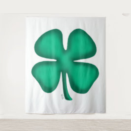 Lucky 4 Leaf Irish Clover weiße Tapisserie Wandteppich