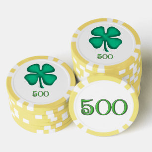 Lucky 4 Leaf Irish Clover yl 500 Streifen Poker Ch Pokerchips
