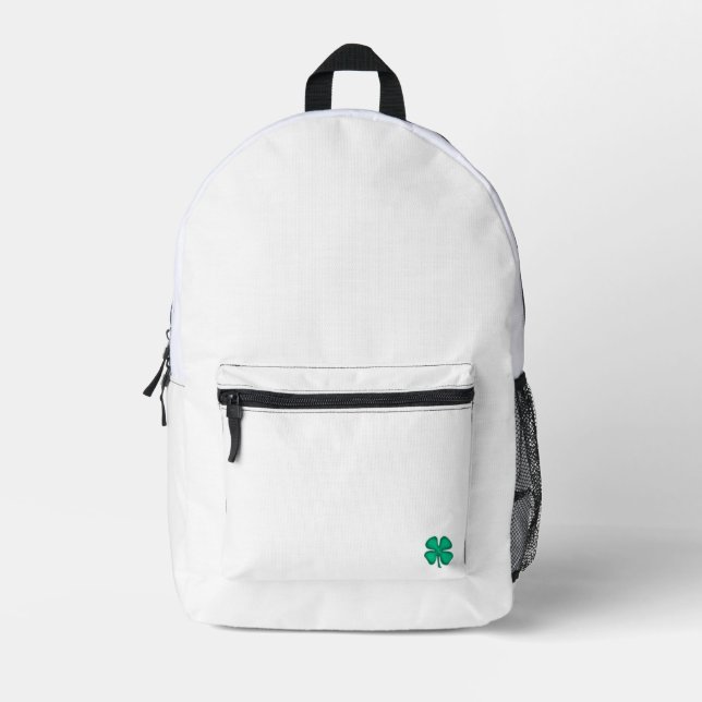 Lucky 4 Leaf Irish Kleber weißen Rucksack (Vorderseite)