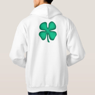 Lucky 4 Leaf Irish Klee weiße Kapuze zurück Hoodie