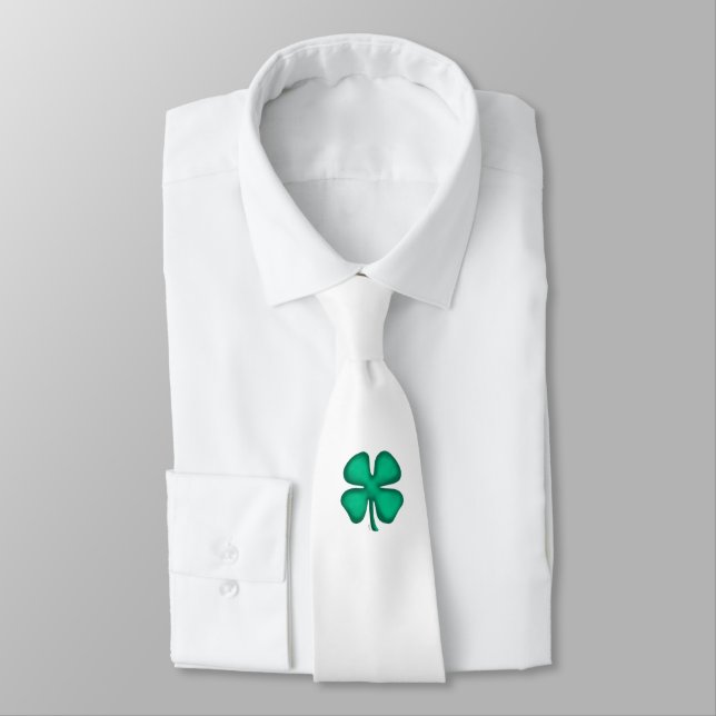 Lucky 4 Leaf Irish Klee weißen Krawatte (Gebunden)