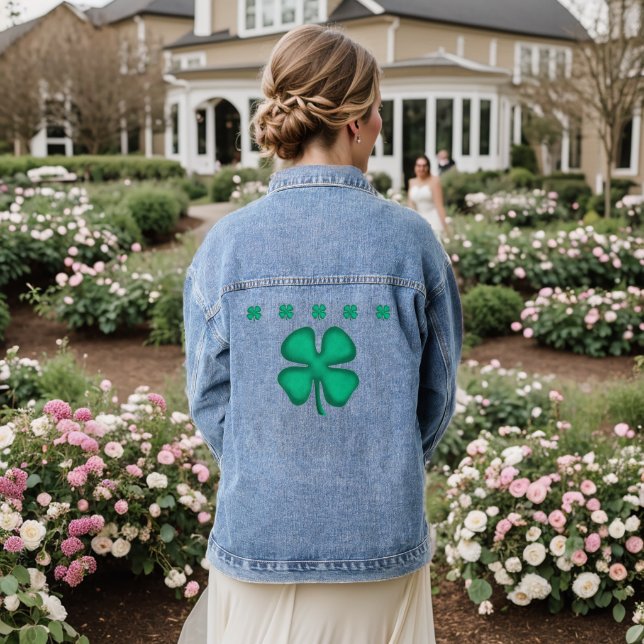 Lucky 4 Leaf Irlandais Clover femme jean veste (Mariage Retour)