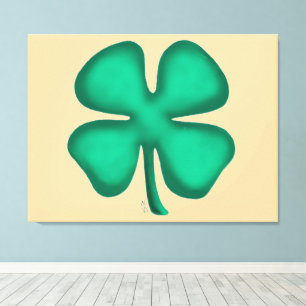 Lucky 4 Leaf Irlandais Clover tan impression toile