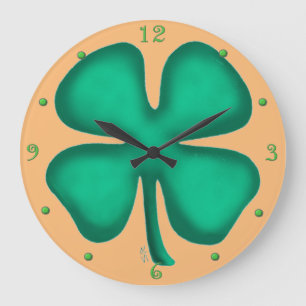 Lucky 4 Leaf Irlandais Clover tressé horloge mural