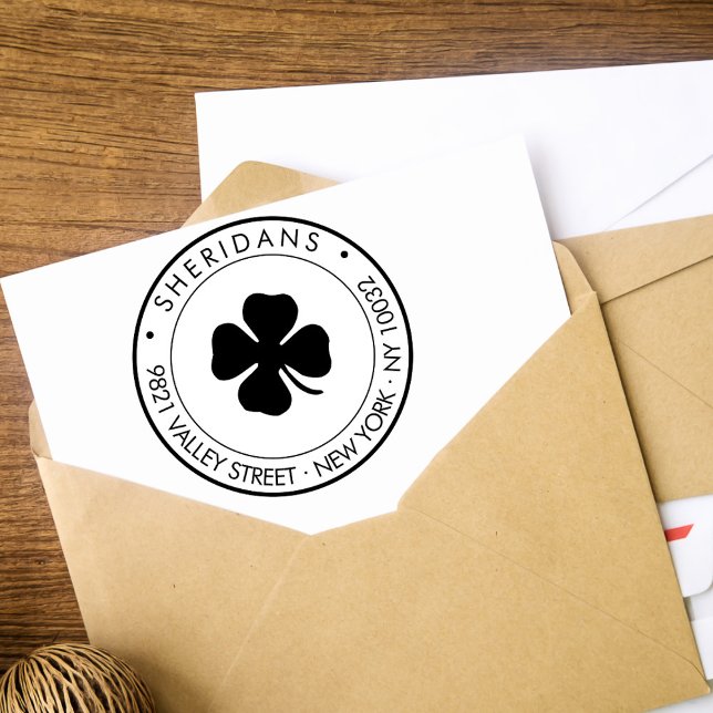 Lucky 4leaf Clover Family Rücksendeadresse Gummistempel (Von Creator hochgeladen)