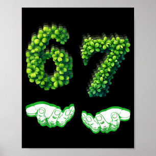 Lucky 67 Kleeblatt Nummer Lustiges Grünes Kleeblat Poster
