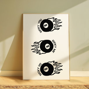 Lucky 8 Ball Retro-Pool-Billard-Wandposter Poster
