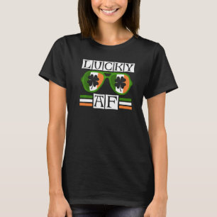 Lucky AF Grüne Sonnenbrille Kleeblatts Funny St Pa T-Shirt