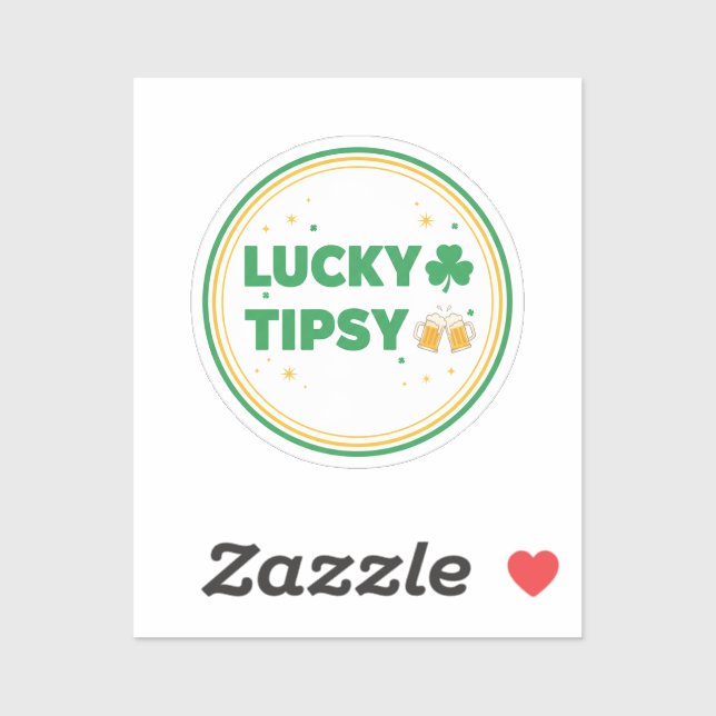 Lucky And Tipsy Funny Beer Clover St Patrick's Day Aufkleber (Blatt)