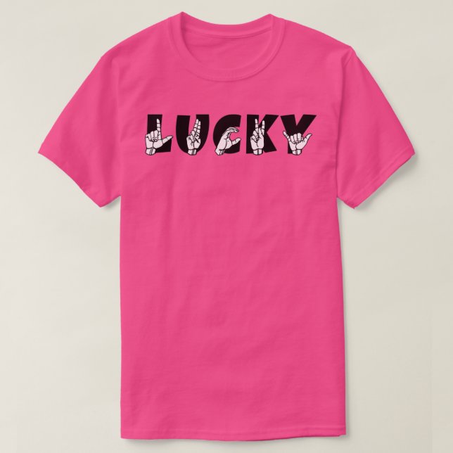 LUCKY ASL Sign Language Design 7 T-Shirt (Design vorne)