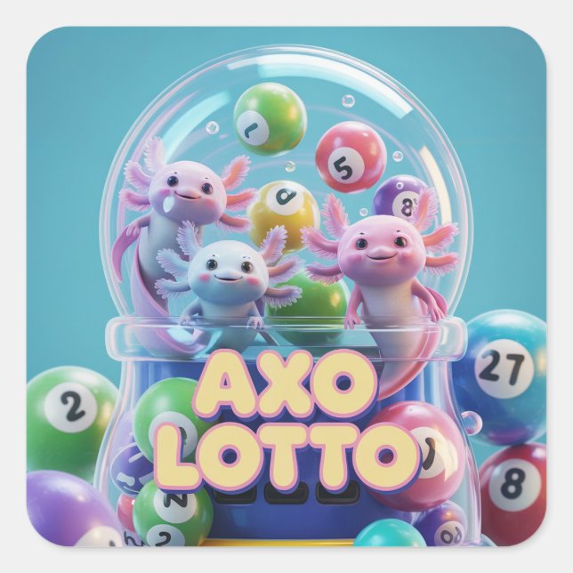 Lucky Axolotl Quadratischer Aufkleber (Vorderseite)