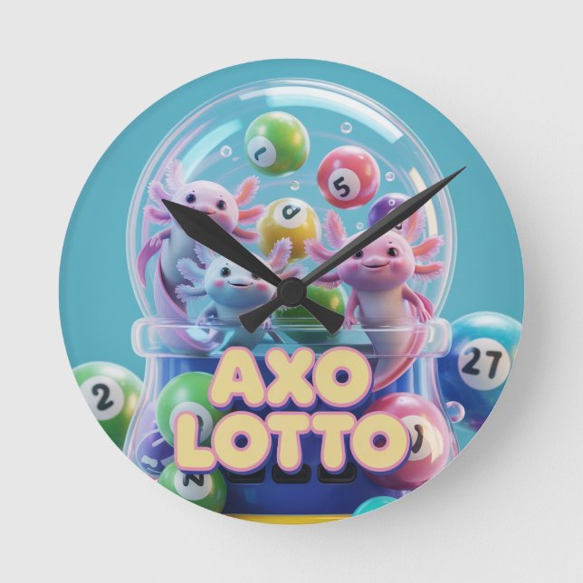 Lucky Axolotl Runde Wanduhr (Vorderseite)
