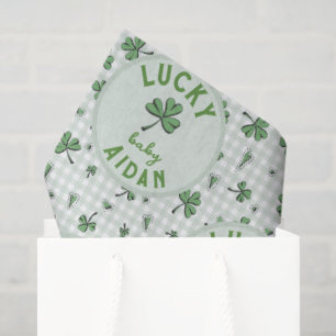 Lucky Baby Green und White Gingham St Patricks Day Seidenpapier