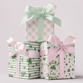 Lucky Baby Pink und Green St Paddys Geschenkpapier Set