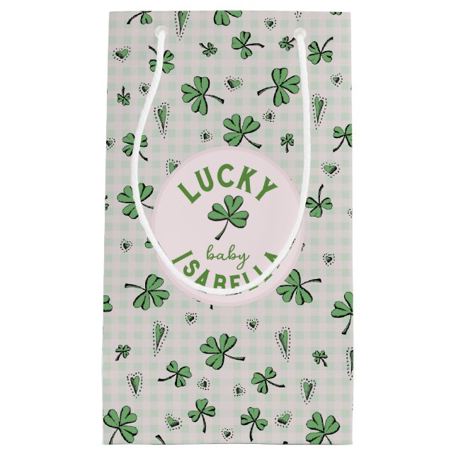 Lucky Baby Pink und Green St Paddys Kleine Geschenktüte (Vorderseite)