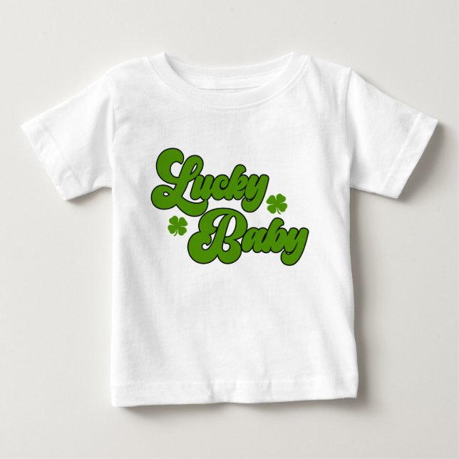 Lucky Baby St Patrick's Day Retro 70's Green T-shirt (Vorderseite)
