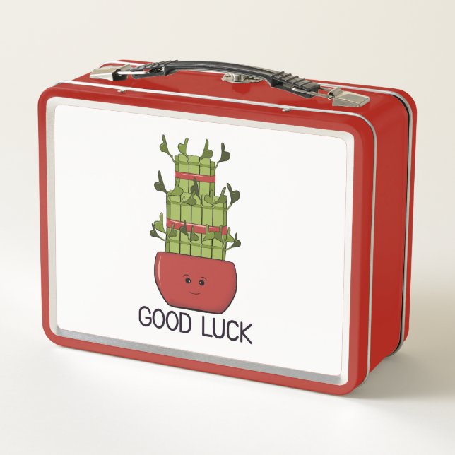 Lucky Bamboo Plant with Greeting Metall Brotdose (Rückseite)
