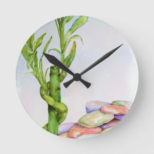 LUCKY BAMBOO WALL CLOCK RUNDE WANDUHR