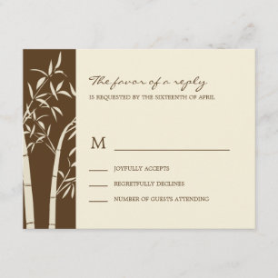 Lucky Bamboo Wedding RSVP Card - Brown Karte