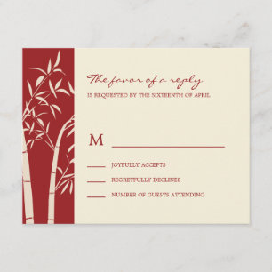 Lucky Bamboo Wedding RSVP Card - Red Karte